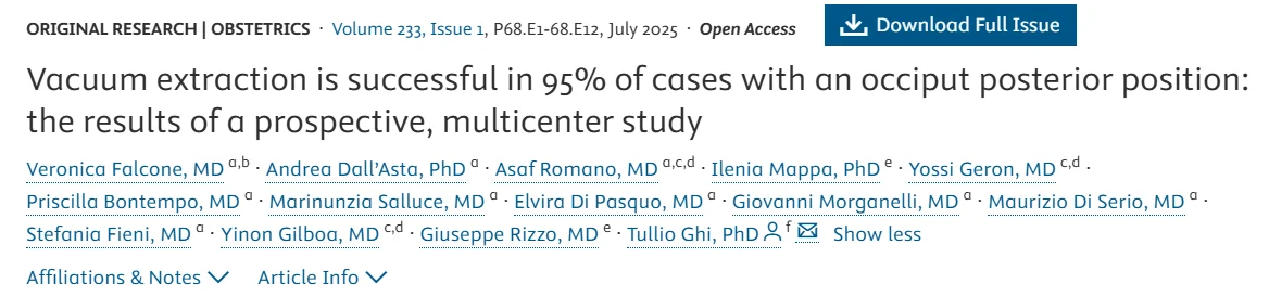Christopher Robinson: New Study Confirms High Success of Vacuum Extraction in Occiput Posterior Position