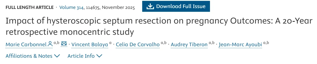 Marie Carbonnel: Publication on the Benefits of Uterine Septum Resection