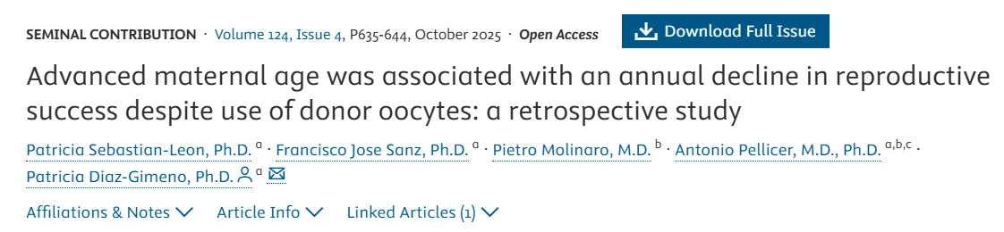 Advanced Maternal Age Impacts IVF Success Despite Donor Eggs – Fertility and Sterility