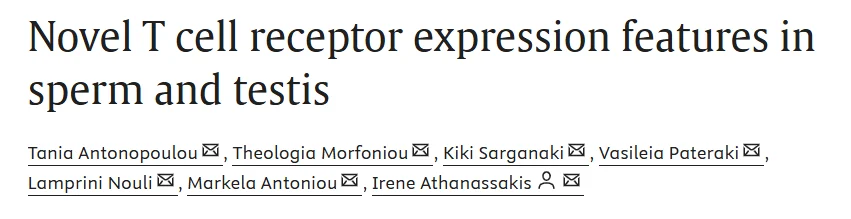 Theologia Morfoniou: Novel T Cell Receptor Expression Features in Sperm and Testis