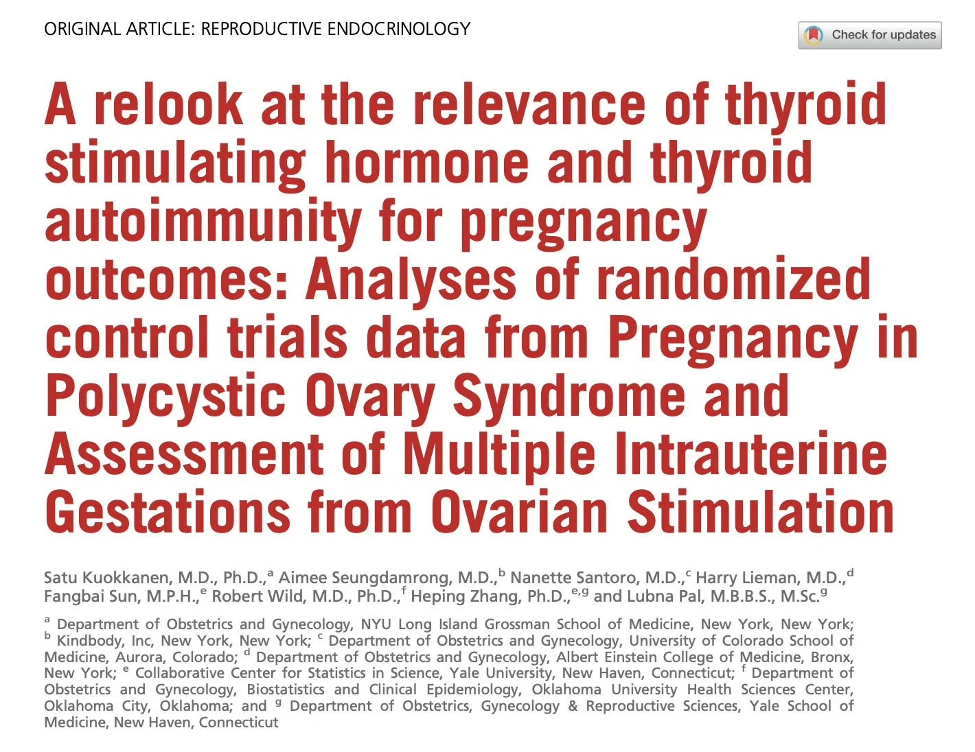 Satu Kuokkanen: Thyroid Autoimmunity and Elevated TSH Linked to Lower Live Birth Rates in Infertility Trials