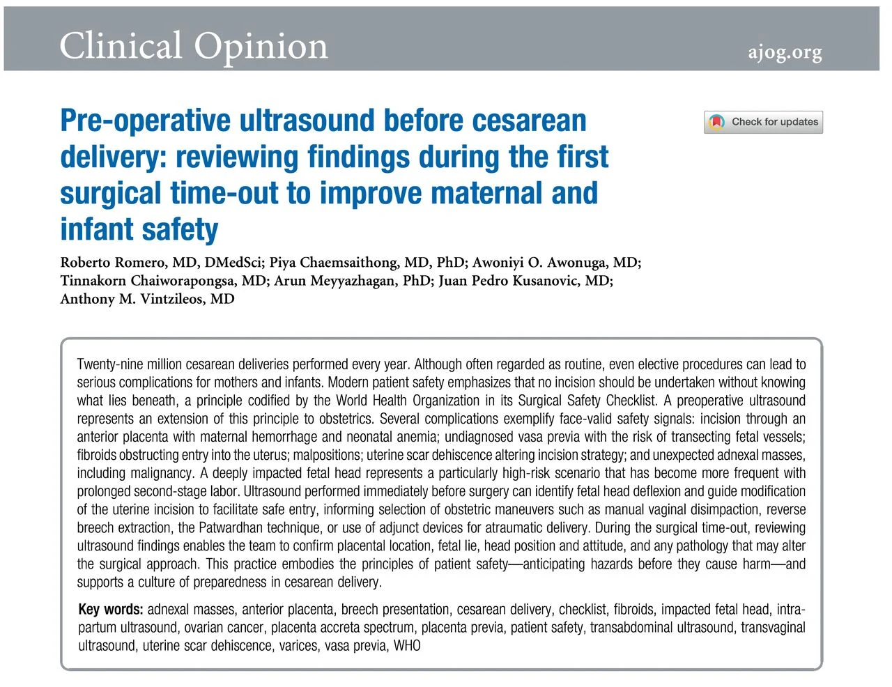 Christopher Robinson: Pre-Operative Ultrasound Before Cesarean Delivery