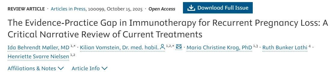 The Evidence-Practice Gap in Immunotherapy for Recurrent Pregnancy Loss – Fertility and Sterility