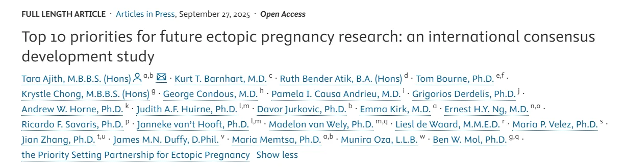Munira Oza Highlights Top 10 Research Priorities in Ectopic Pregnancy