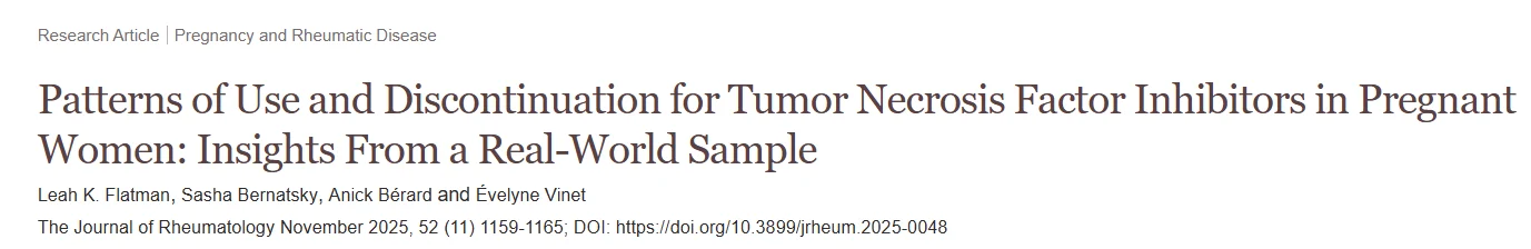 Leah Flatman: Patterns of Use and Discontinuation for TNF Inhibitors in Pregnant Women