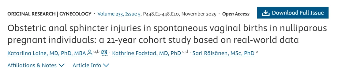 Christopher Robinson: Obstetric Anal Sphincter Injuries in Spontaneous Vaginal Births