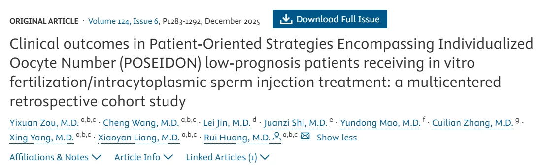 IVF/ICSI Outcomes in POSEIDON Low-Prognosis Patients – Fertility and Sterility