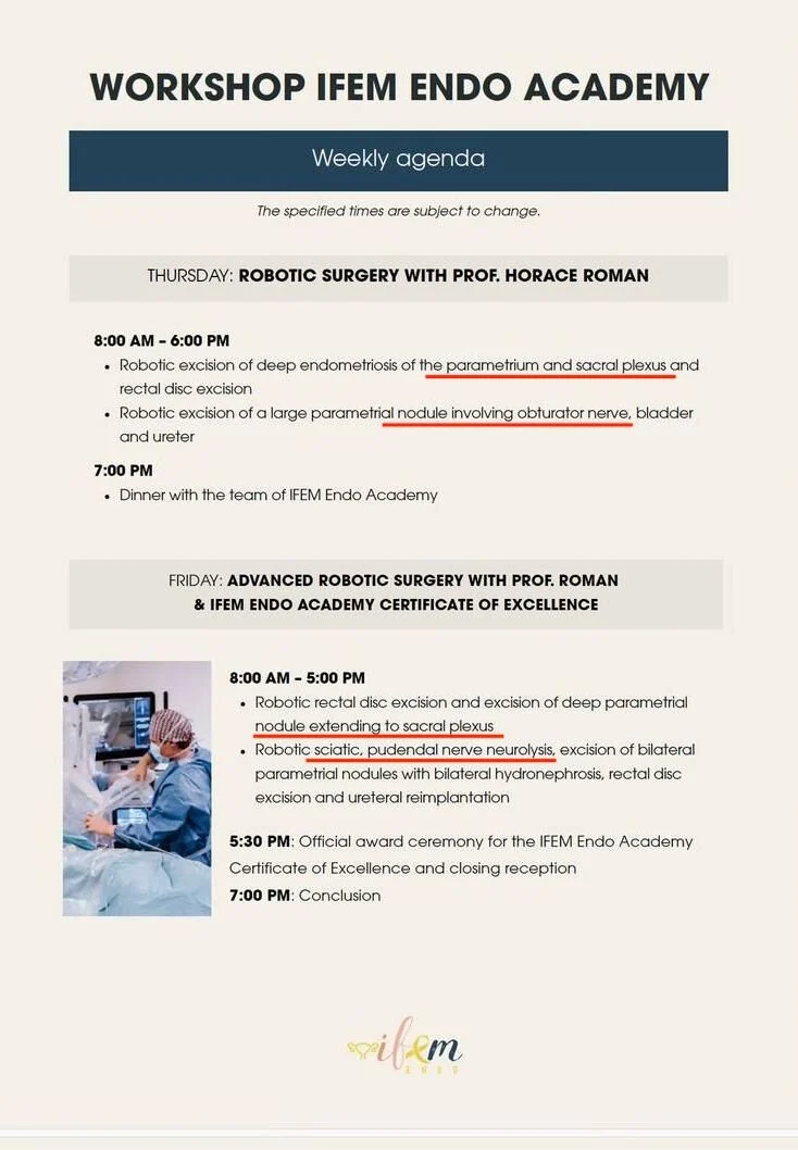 Horace Roman: Join the Upcoming Endometriosis Surgery Workshop