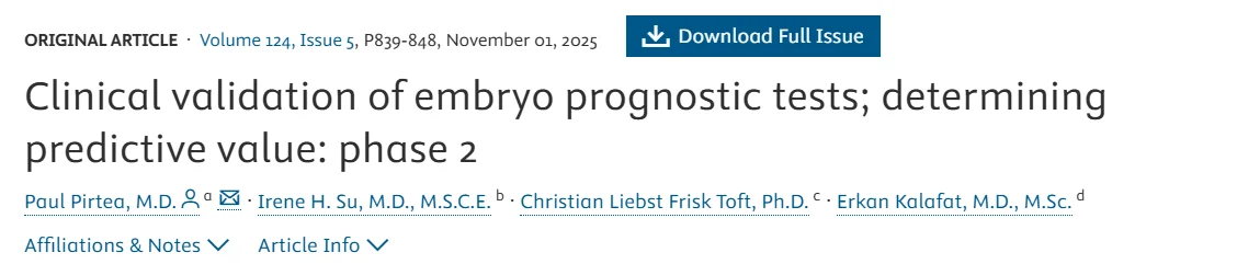 Clinical Validation of Embryo Tests – Fertility and Sterility