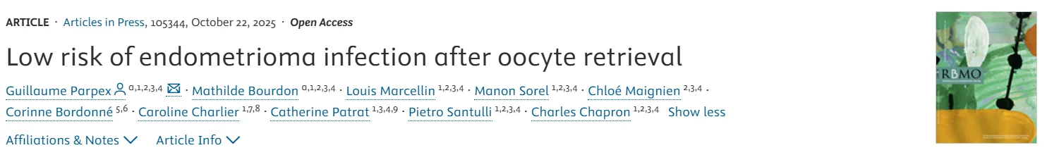 Low Risk of Endometrioma Infection After Oocyte Retrieval – RBMO