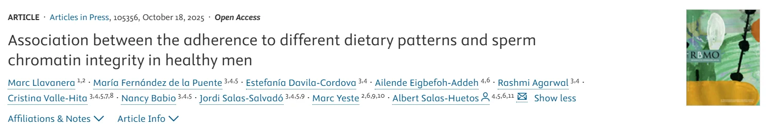 Dietary Patterns: Impact on Sperm Chromatin Integrity Revealed – RBMO