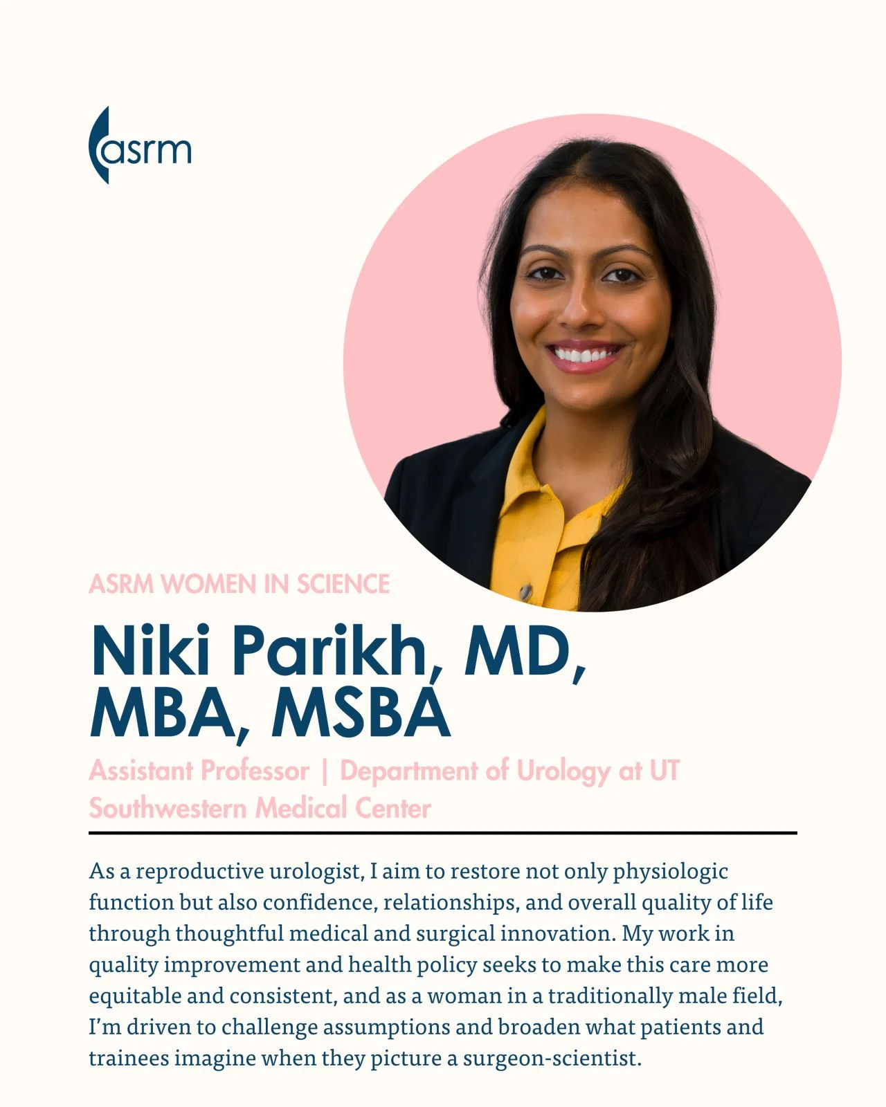 Celebrating Women in Science: Spotlight on Niki Parikh – ASRM