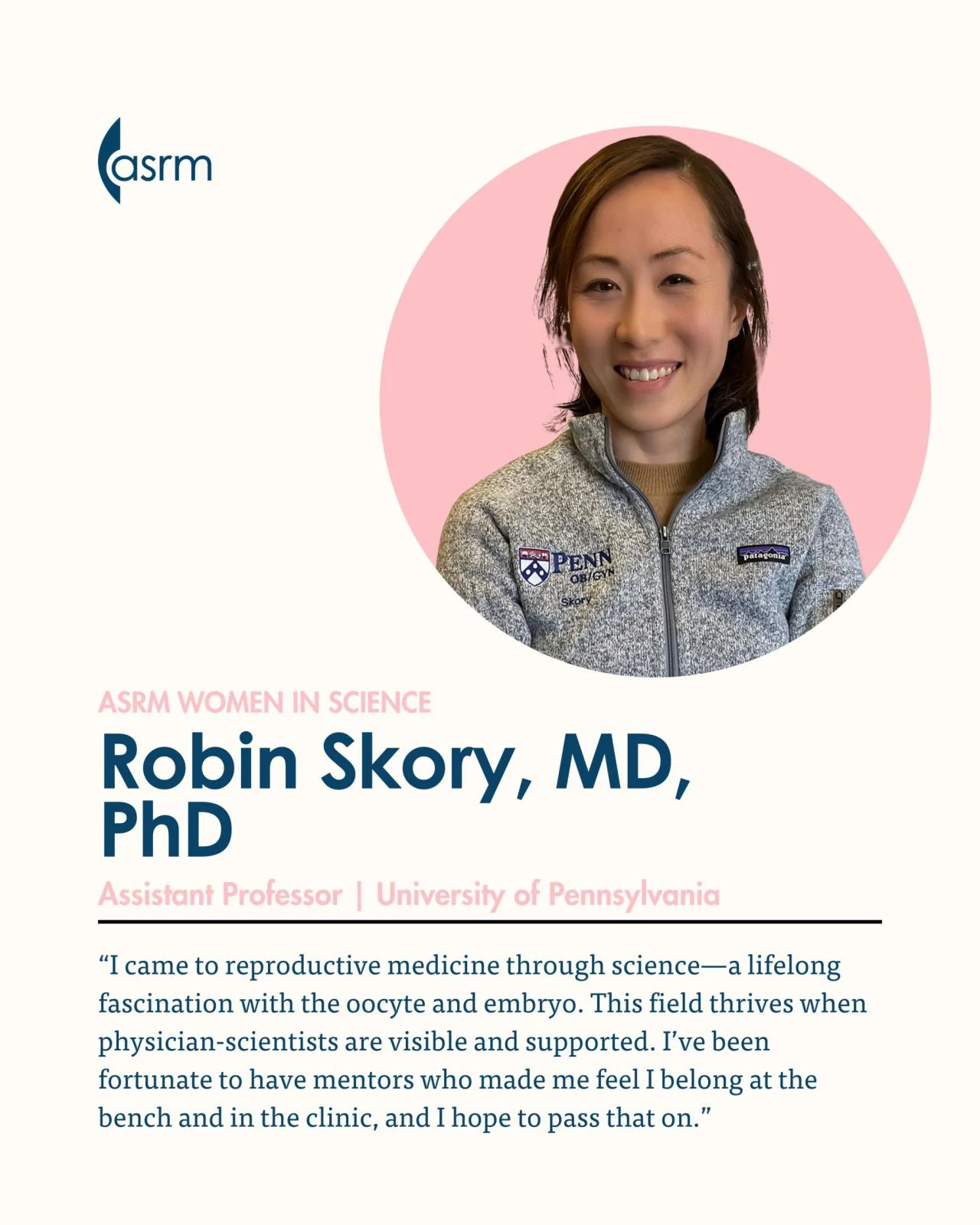 ASRM Spotlights Robin Skory for Women and Girls in Science