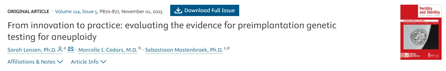 Mapping 30 Years of PGT-A Evolution in Fertility Care – Fertility and Sterility