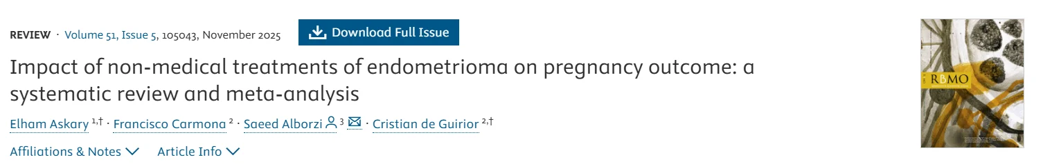Impact of Non-Medical Treatments of Endometrioma on Pregnancy Outcomes – RBMO