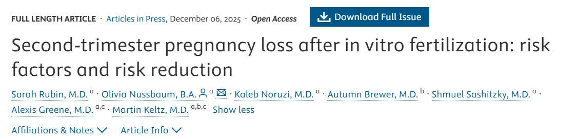 Second-Trimester IVF Pregnancy Loss: Key Risk Insights – Fertility and Sterility