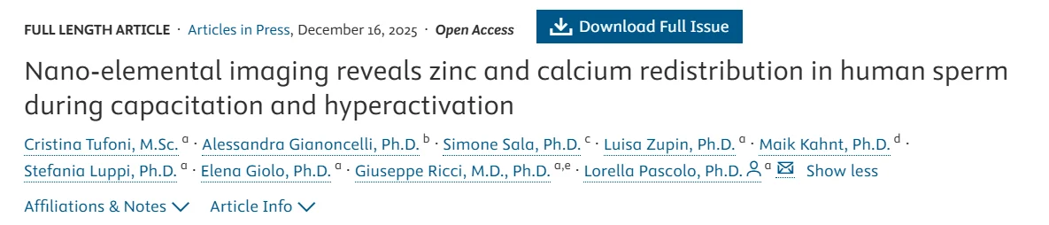 Zinc and Calcium Redistribution in Human Sperm – Fertility and Sterility