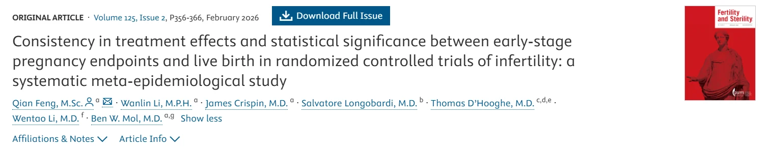 Early Pregnancy Endpoints vs Live Birth: Are RCT Results Consistent? – Fertility and Sterility