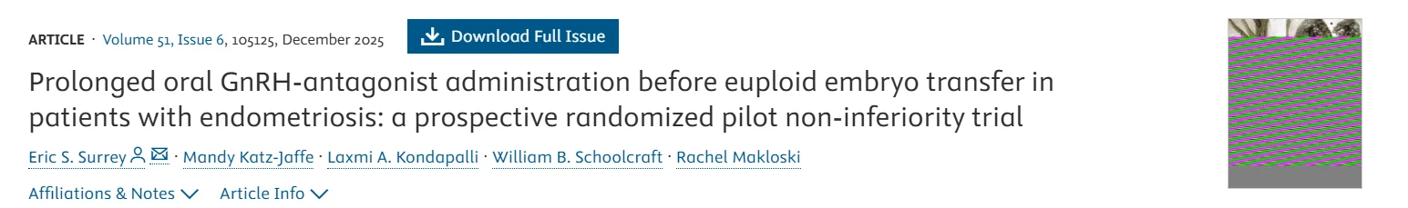 Oral GnRH-Ant Elagolix to Patients With Surgically Diagnosed Endometriosis – RBMO