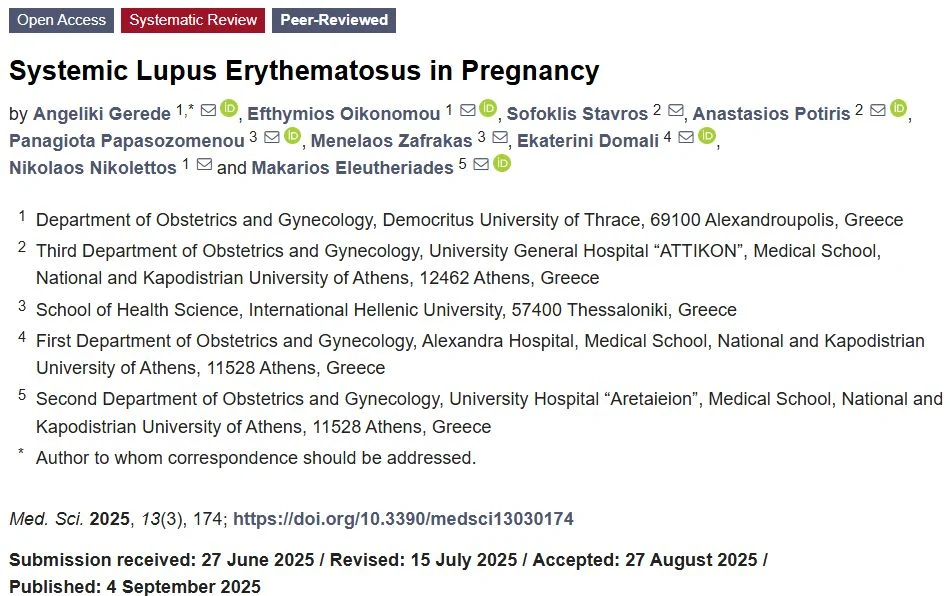Latest Systematic Review on Systemic Lupus Erythematosus in Pregnancy – Medical Sciences MDPI