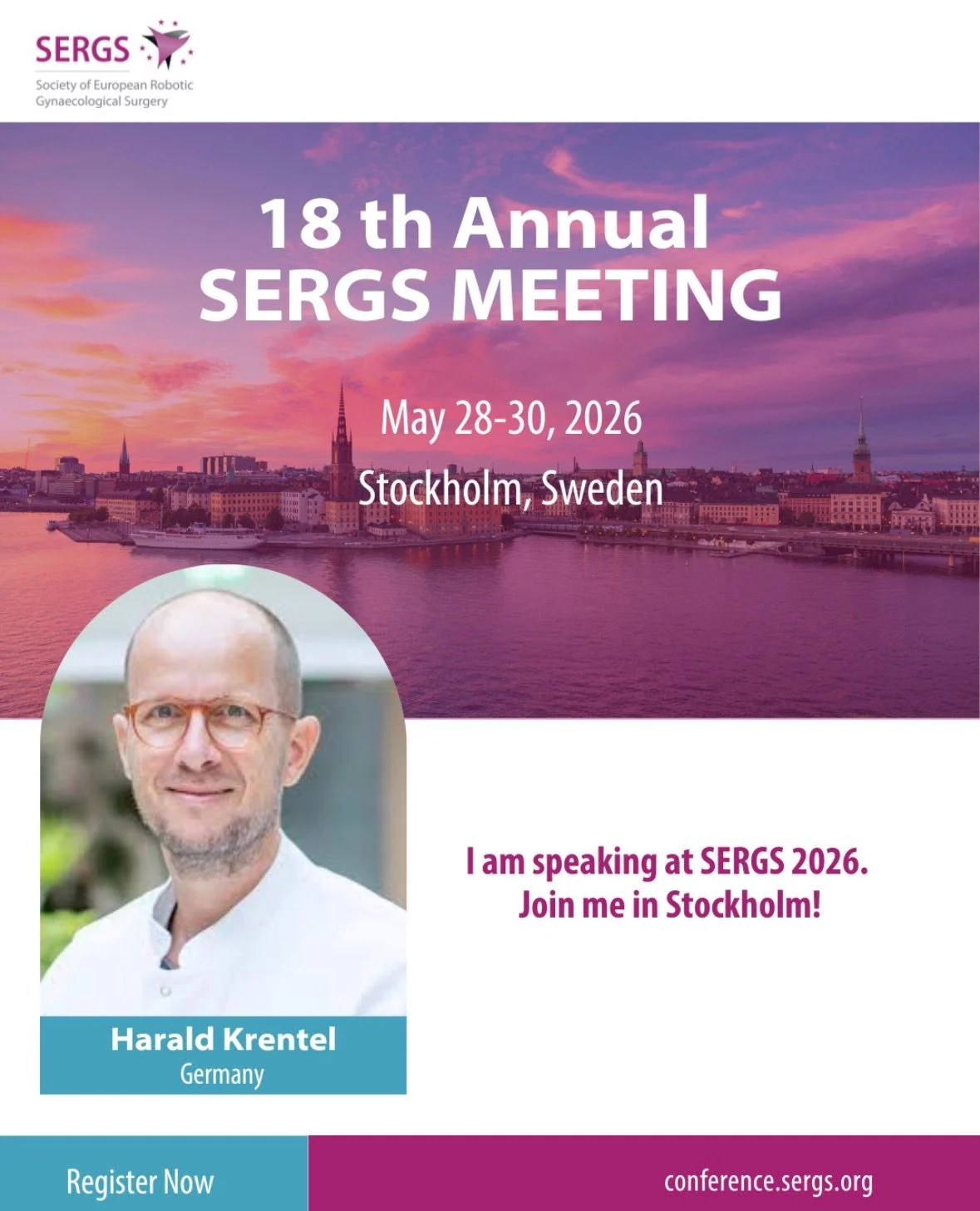 Harald Krentel: Join Us in Stockholm for 18th Annual Meeting of the SERGS