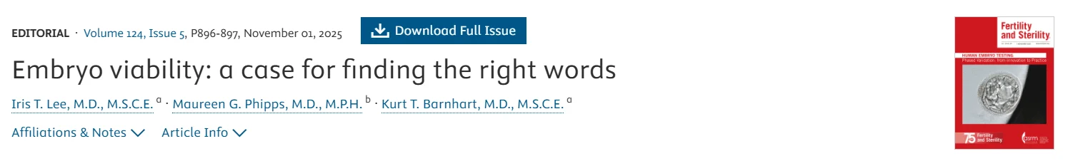 Human Embryo Testing and Evidence-Based Validation Examined in New Publication – Fertility and Sterility
