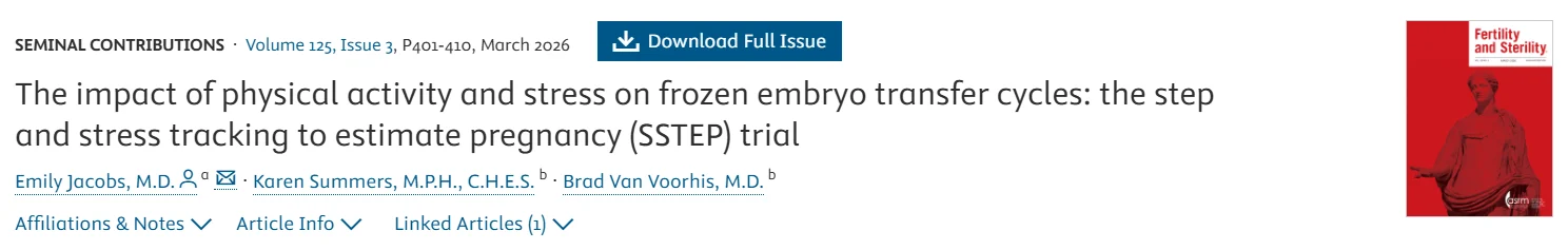 The Impact of Physical Activity and Stress on Frozen Embryo Transfer – Fertility and Sterility