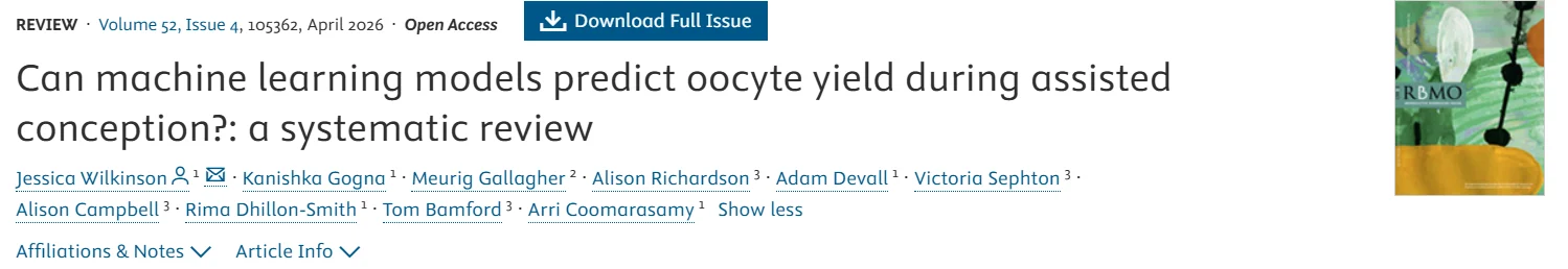 Machine Learning Prediction of Oocyte Yield Still in Early Development – RBMO