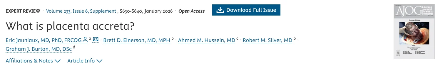 Christopher Robinson: AJOG Expert Review on Placenta Accreta After Cesarean