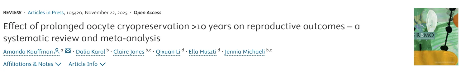 No Obvious Harm From Prolonged Oocyte Cryostorage – RBMO