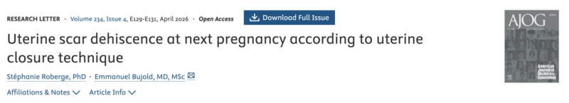 Christopher Robinson: Uterine Scar Dehiscence at Next Pregnancy According to Uterine Closure Technique