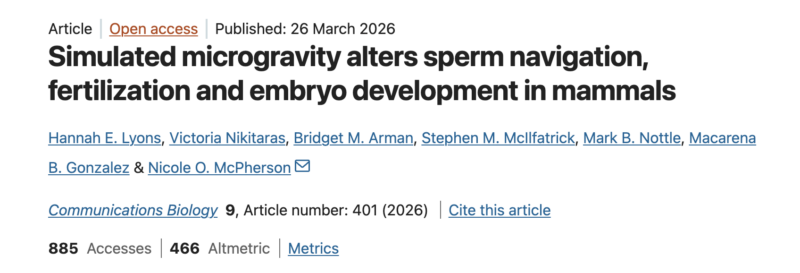 Effects of Simulated Microgravity on Sperm Function and Embryogenesis – ReproScientifics – SpermTracer