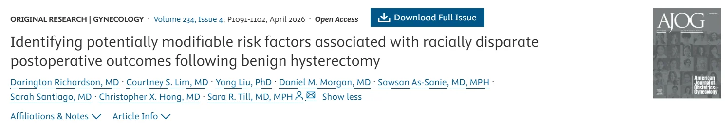 Christopher Robinson: Racial Disparities in Postoperative Benign Hysterectomy Outcomes