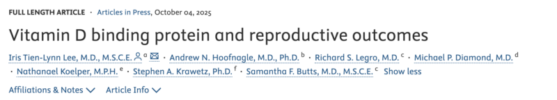 Vitamin D Binding Protein and Reproductive Outcomes – Fertility and Sterility