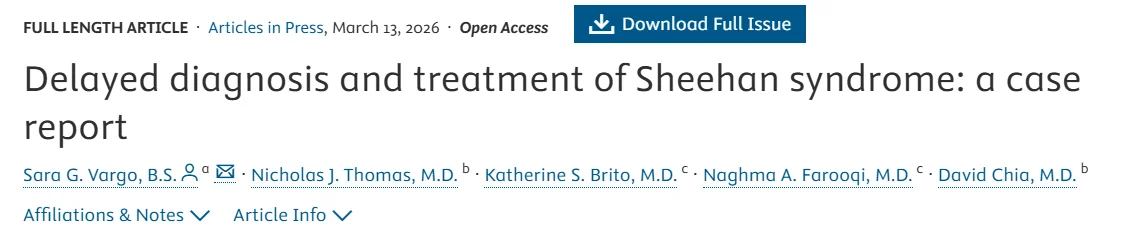 Delayed Diagnosis and Treatment of Sheehan Syndrome – Fertility and Sterility