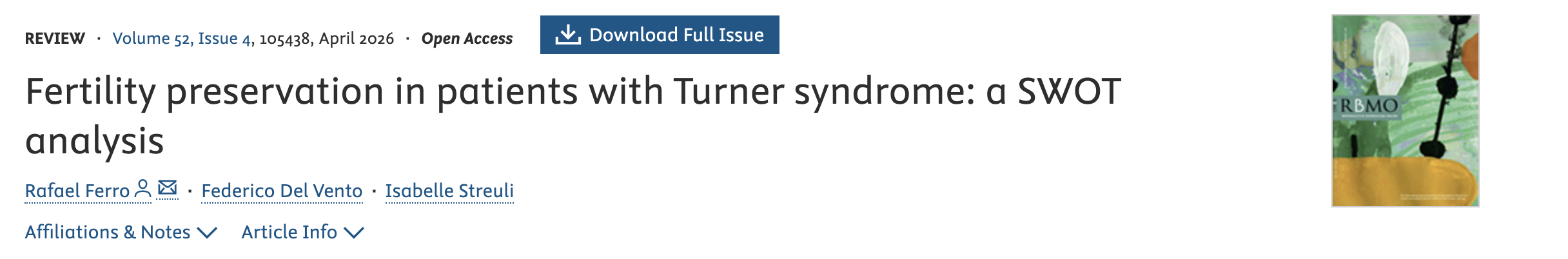 The Importance of Fertility Preservation in Turner Syndrome – RBMO
