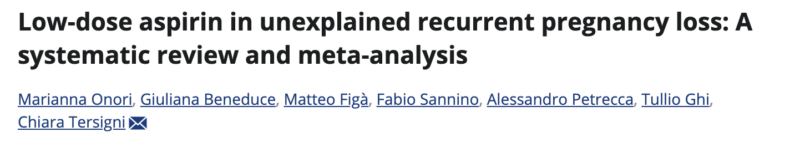 Low-Dose Aspirin in Unexplained Recurrent Pregnancy Loss – SMFM Pregnancy Journal 