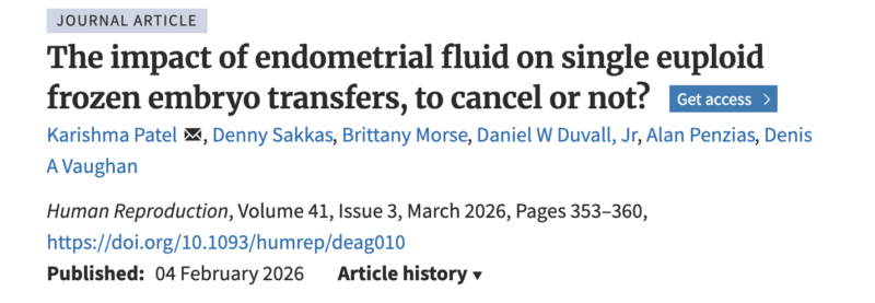 The Impact of Endometrial Fluid on Single Euploid Frozen Embryo Transfers – ReproScientifics – SpermTracer