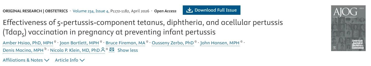 Christopher Robinson: Maternal Tdap5 Vaccination and Infant Pertussis Prevention