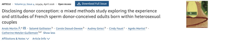 Donor-Conceived Adults Experience Disclosure in France – RBMO