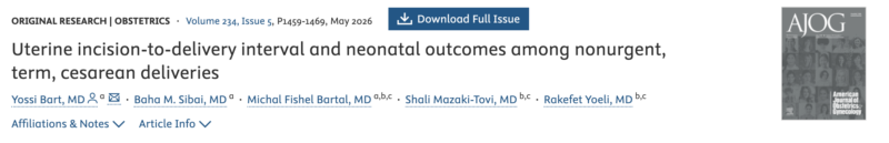 Christopher Robinson: Uterine Incision-to-Delivery Interval and Neonatal Outcomes Among Cesarean Deliveries