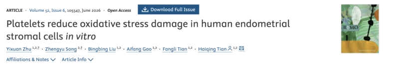 Platelets Reduce Oxidative Stress Damage in Human Endometrial Stromal Cells in Vitro – RBMO