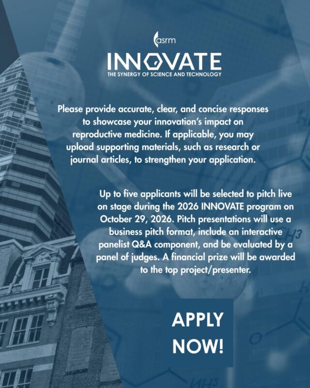 $10,000 Prize Announced for 2026 ASRM INNOVATE Pitch Tank Showcase – ASRM