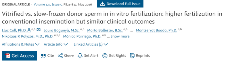 Vitrified vs. Slow-Frozen Donor Sperm in IVF – Fertility and Sterility