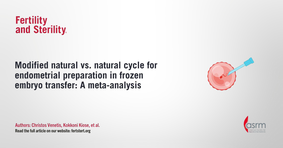Natural Cycle for Endometrial Preparation in Frozen Embryo Transfer – Fertility and Sterility
