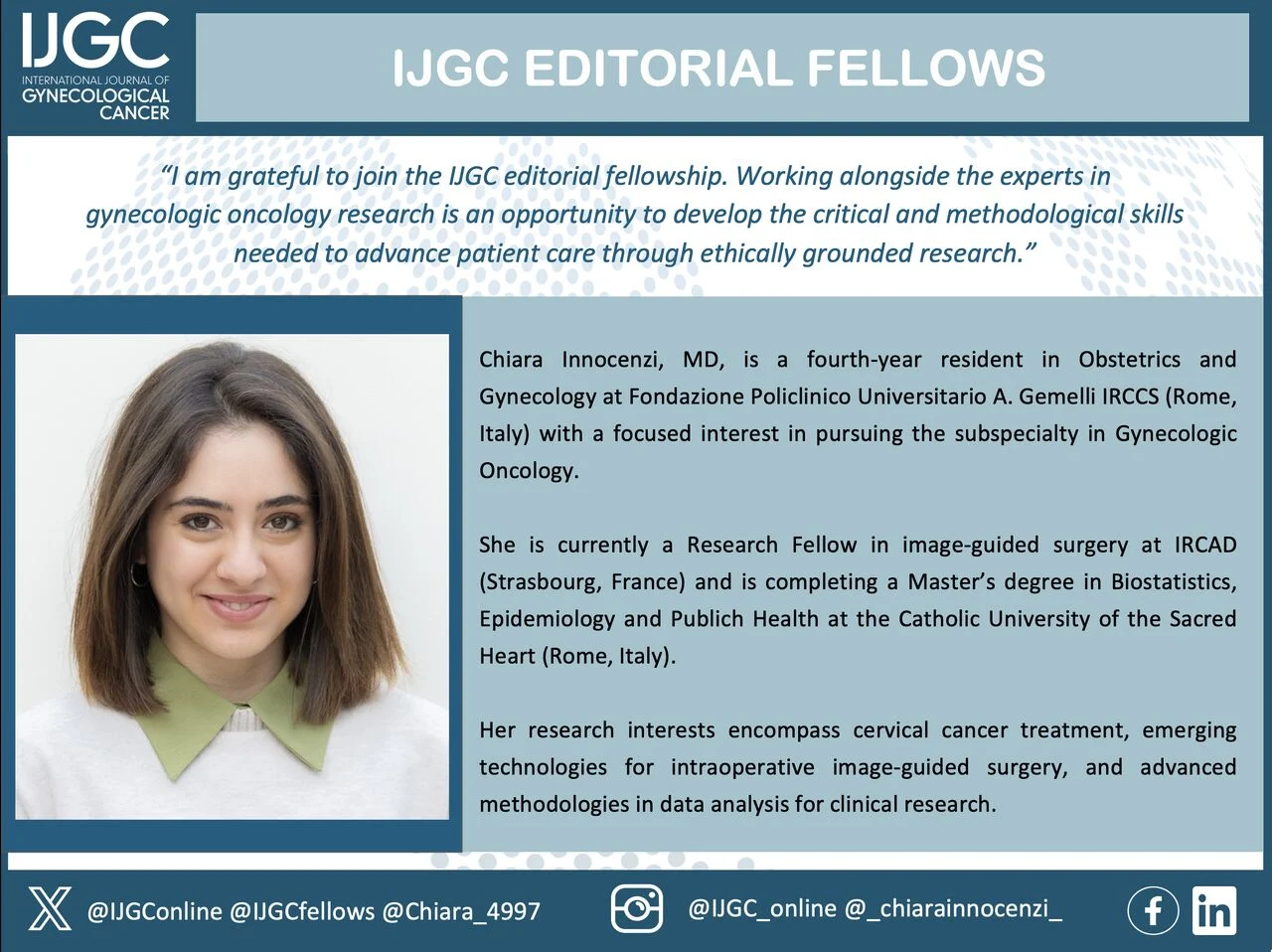 Chiara Innocenzi: Grateful to IJGC for Welcoming Me to Collaborate on This Forward-Thinking Educational Project