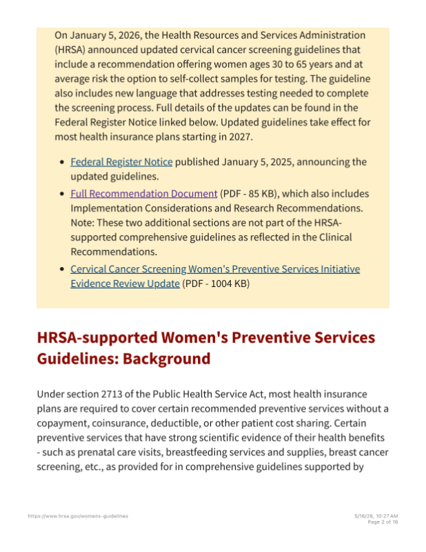 Robert Brown: New Cervical Cancer Screening Guidelines!
