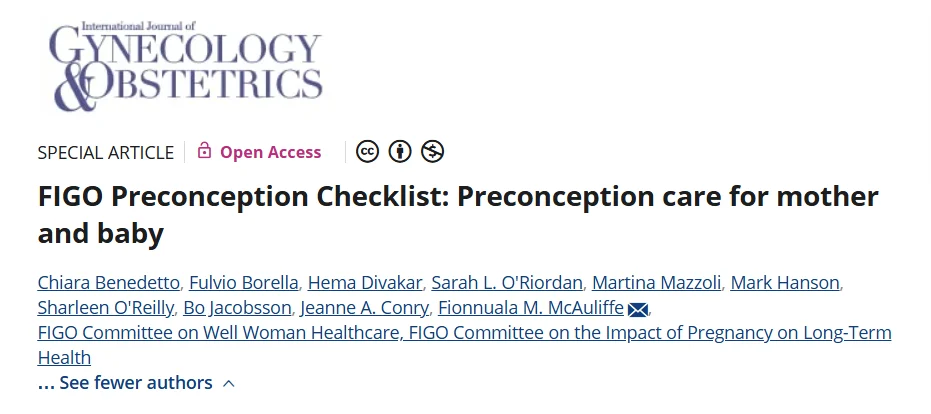 FIGO Checklist Highlights Essential Elements of Preconception Care – IJGO