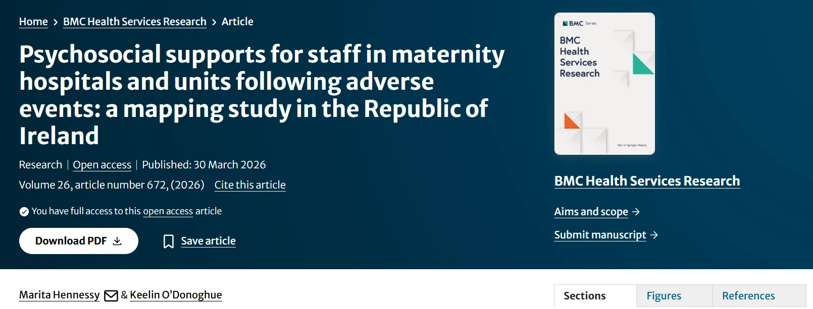 Psychosocial Supports for Staff in Maternity Hospitals and Units Following Adverse Events – PLRG