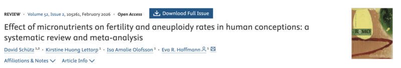 Effect of Micronutrients on Fertility and Aneuploidy Rates in Human Conceptions – RBMO
